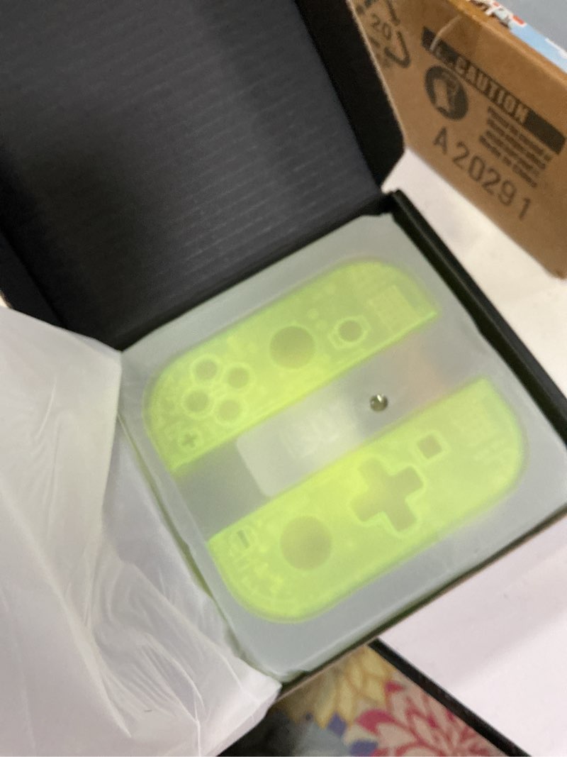 Condition photo showing New/Like New for extremerate diy replacement shell buttons for nintendo switch & switch oled, clear lime green custom housing case with corlorful button for joycon handheld controller - console shell not included
