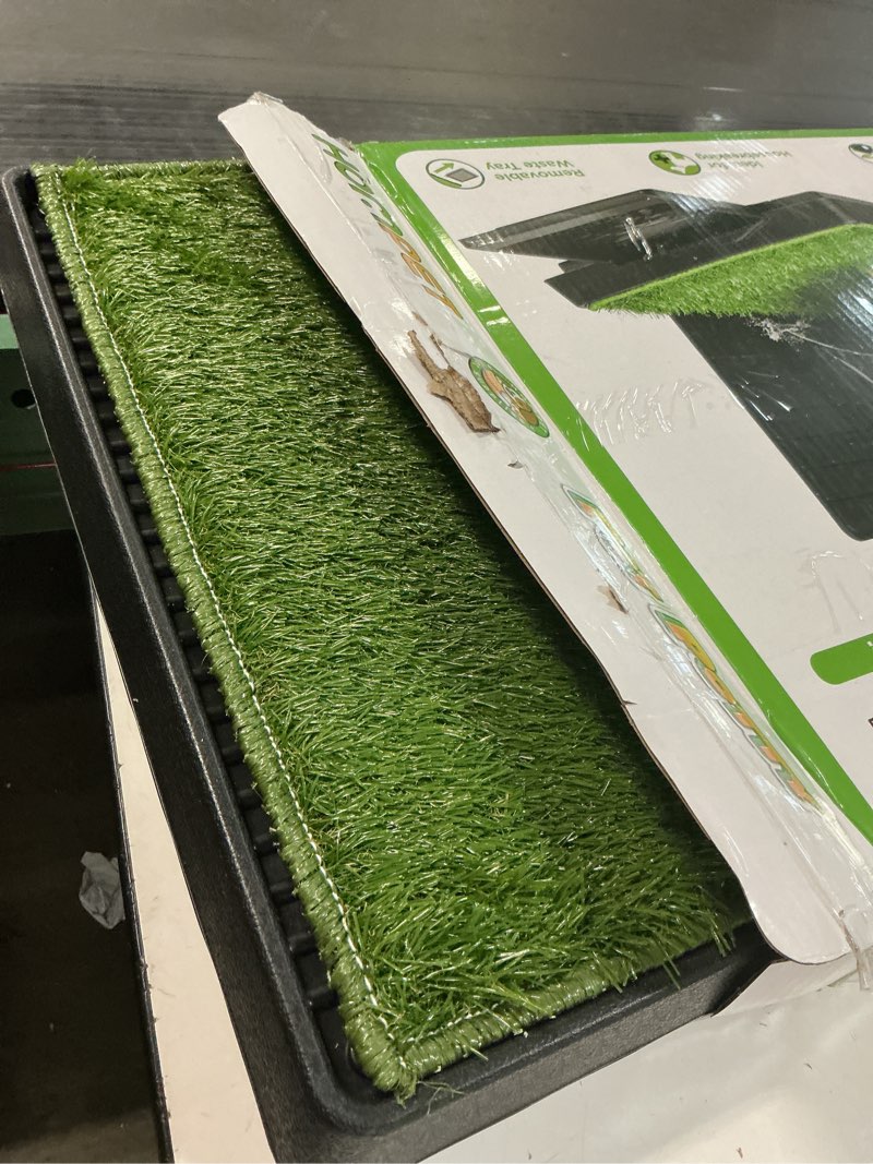 Condition photo showing Good Condition for Hompet Dog Grass Pad with Tray Large, Puppy Turf Potty Reusable Training Pads with Pee Baffle, Artificial Grass Patch for Indoor and Outdoor Use, Ideal for Small and Medium Dogs (30"×20") 30" x 20" x 2.5"