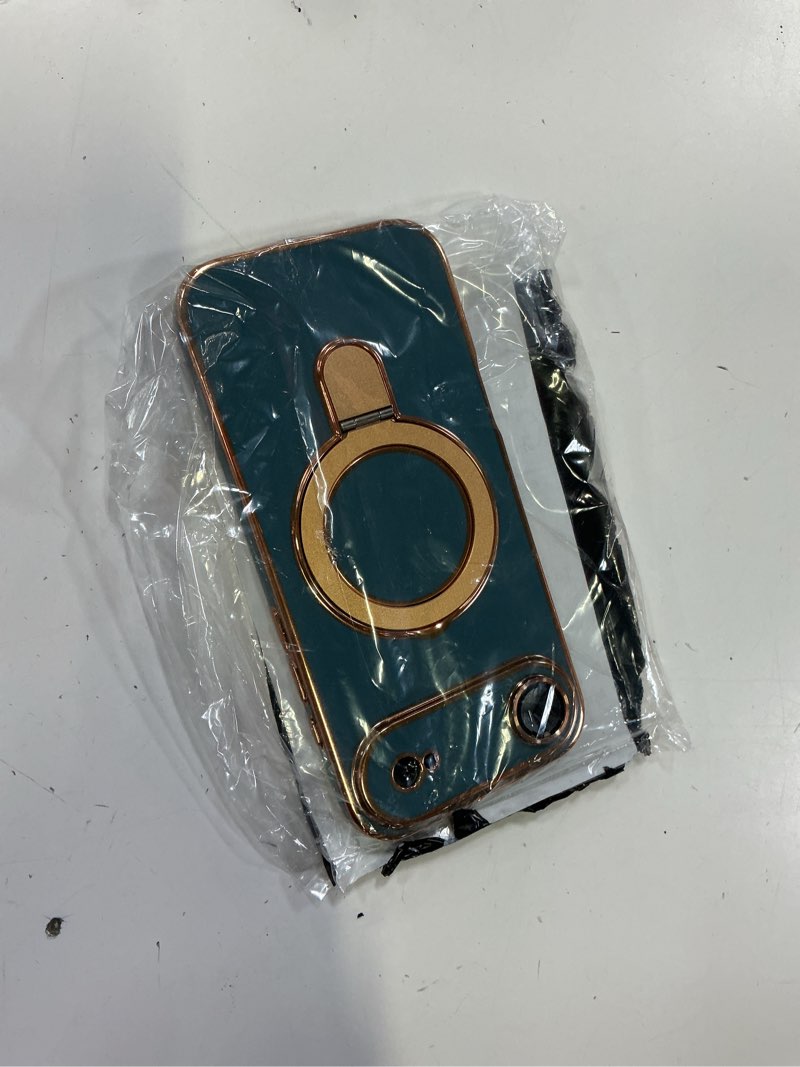 Condition photo showing New/Like New for compatible with iphone 17 air case with magnetic ring stand [compatible with mag-safe] [full camera lens protector] soft plating phone case for iphone 17 air 6.5", grey blue grey blue iphone 17 air