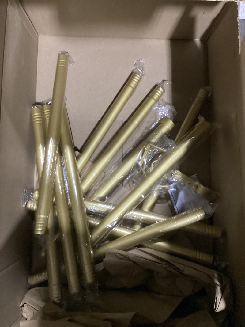 Condition photo showing As Is for (incomplete)2 pack heavy duty curtain rods for windows 28 to 48 inch, 1 inch gold adjustable curtain rod set with easy installation and modern design (a1,gold,30-60",2pack) 30"-60"|2pack gold