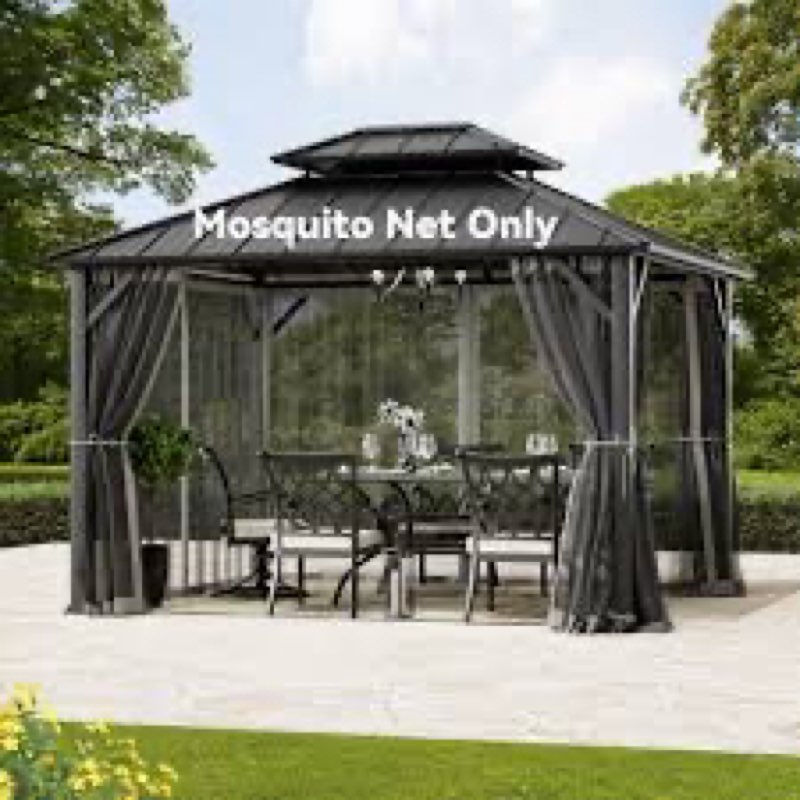 Covered Outdoor Gazebo Mosquito Netting Replacement Universal 4-Panel Sidewalls 12' x 20', Outdoor G