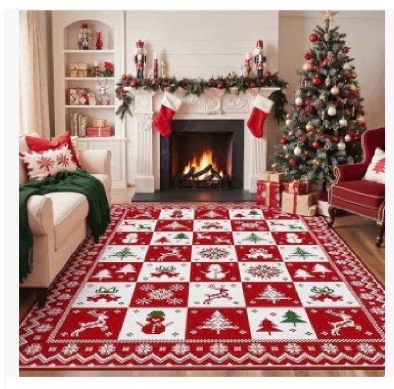 BEIMO Christmas Area Rug 8x10 for Living Room, Washable Rug for Bedroom, Christmas Home Decor, Holid