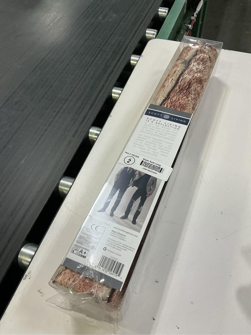 Condition photo showing As Is for scott living 30.75-sq ft red vinyl brick self-adhesive peel and stick wallpaper 