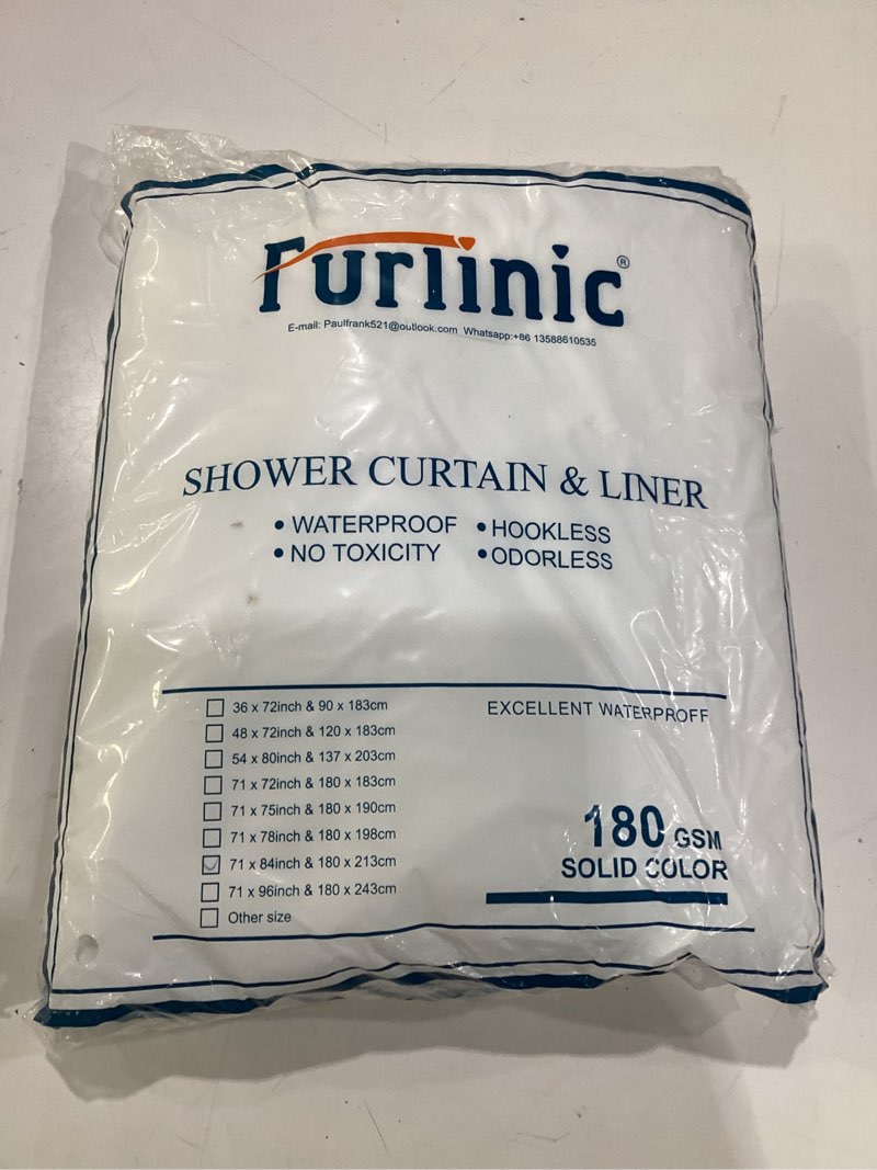 Condition photo showing New/Like New for furlinic 84 in long waffle weave no hook shower curtain with waterproof snap in liner,white thick textured bathroom curtains with top window,machine washable & hotel quality,71x84 inch 71"w x 84"l (pack of 1) white