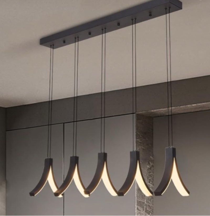 linear pendant light kitchen island lighting 39", 5- light led dimmable chandelier,modern pendant li