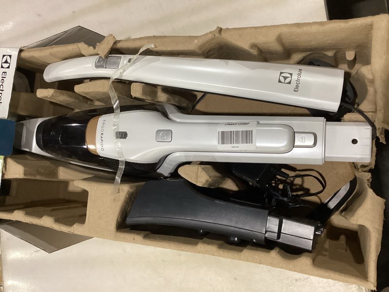 Condition photo showing As Is for Electrolux Ergorapido Cordless 2-in-1 Vacuum Cleaner with High Suction Power and 180° EasySteer Mobility, 48-Minute Run Time, 2 Power Modes, Satin White
