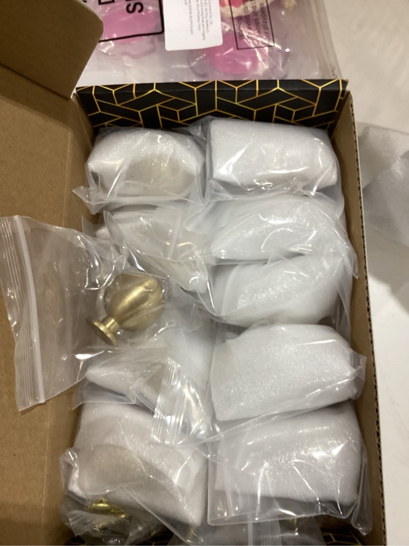 Condition photo showing Good Condition for QOGRISUN 10-Pack Solid Brass Cabinet Knobs, Round Ball Gold Knobs for Dresser Drawer, 1.1-Inch Diameter, Sphere Cabinet Pulls, Brushed Brass Finish Standard-1.1 Inch 10-Pack