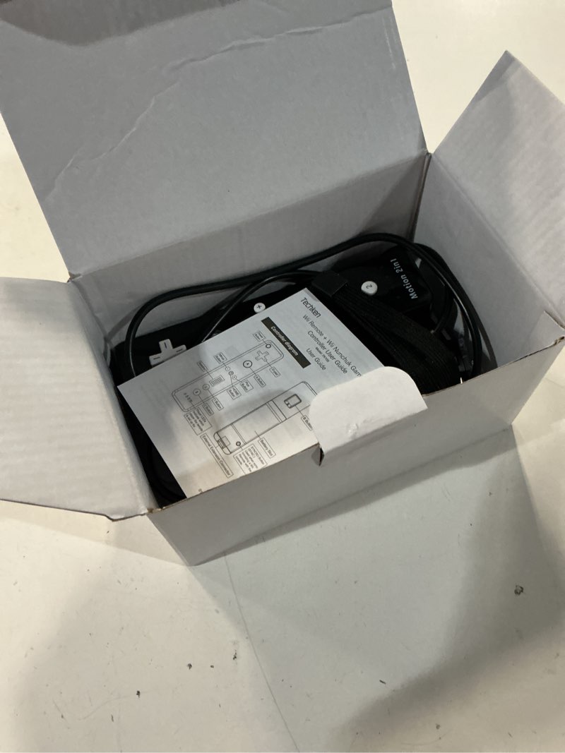 Condition photo showing As Is for 2 pack wii controllers with motion plus, includes black and white wii remotes and wii nunchucks black&white,2pack