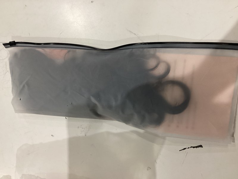 Condition photo showing As Is for seikea cheer ponytail hair piece, 14" curly cheerleader hairpiece ponytail extension for cheerleader competition, dance black brown with deep brown highlights