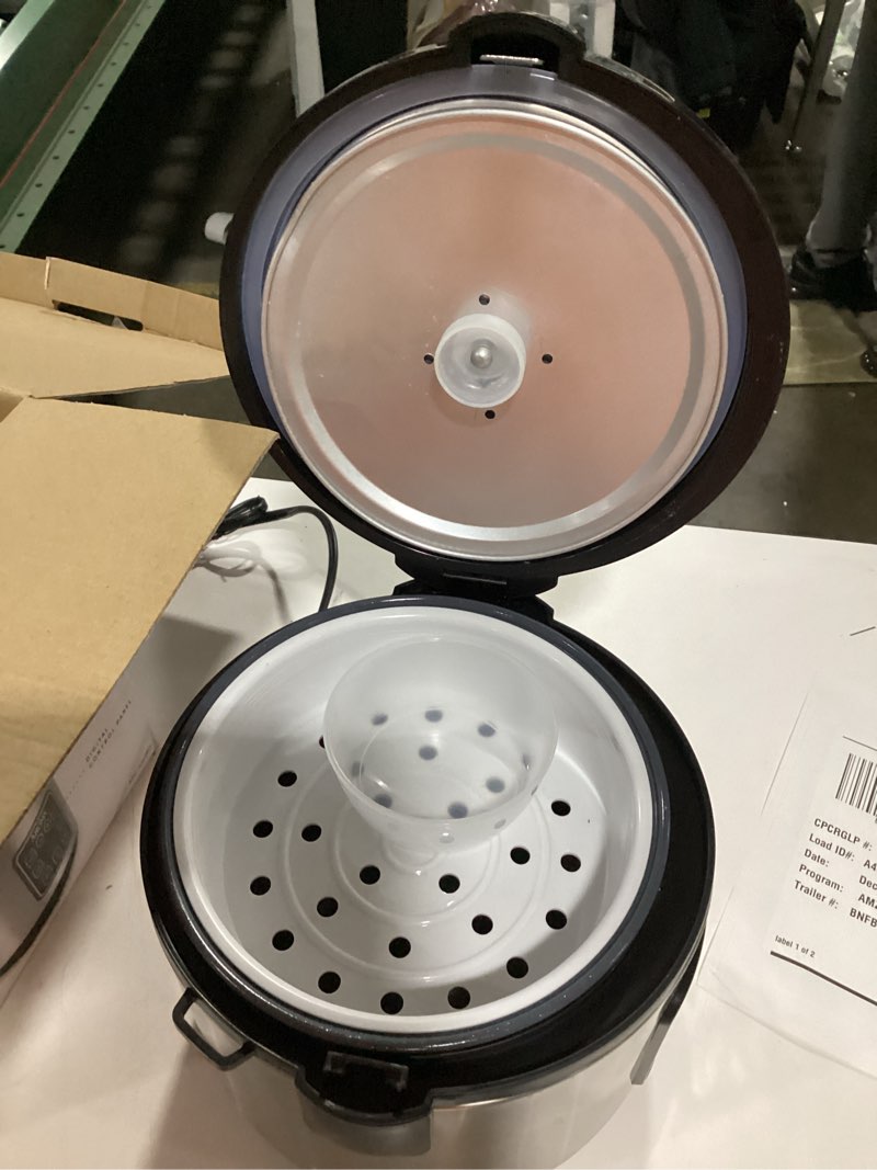 Condition photo showing As Is for AROMA Digital Rice Cooker, 4-Cup (Uncooked) / 8-Cup (Cooked), Steamer, Grain Cooker, Multicooker, 2 Qt, Stainless Steel Exterior, ARC-914SBD 4 Cup Uncooked / 8 Cup Cooked