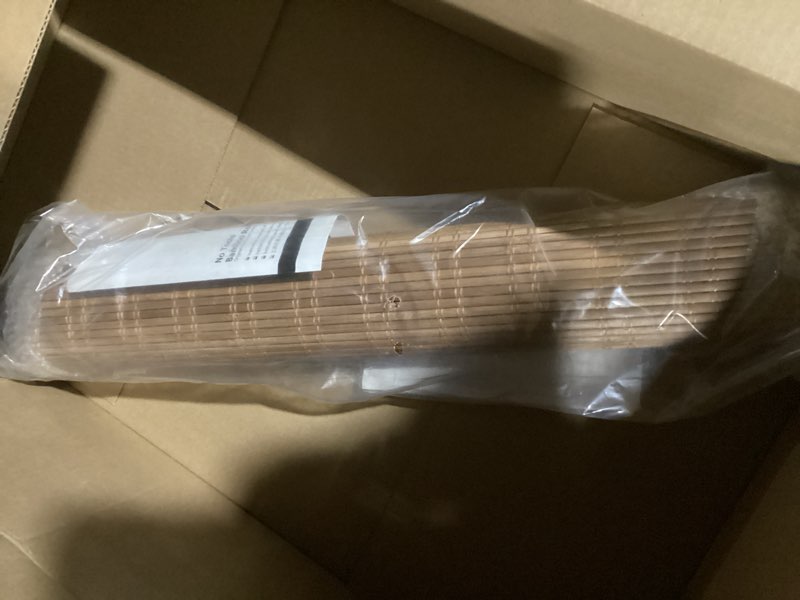 Condition photo showing Good Condition for LazBlinds No Tools No Drill Bamboo Roller Shades, Cordless Bamboo Blinds, Light Filtering Roll Up Blinds for Windows, French Door, Porch or Patio, 23'' W x 64'' H, Ceylon Light Russet Ceylon Light Russet 23'' W x 64'' H