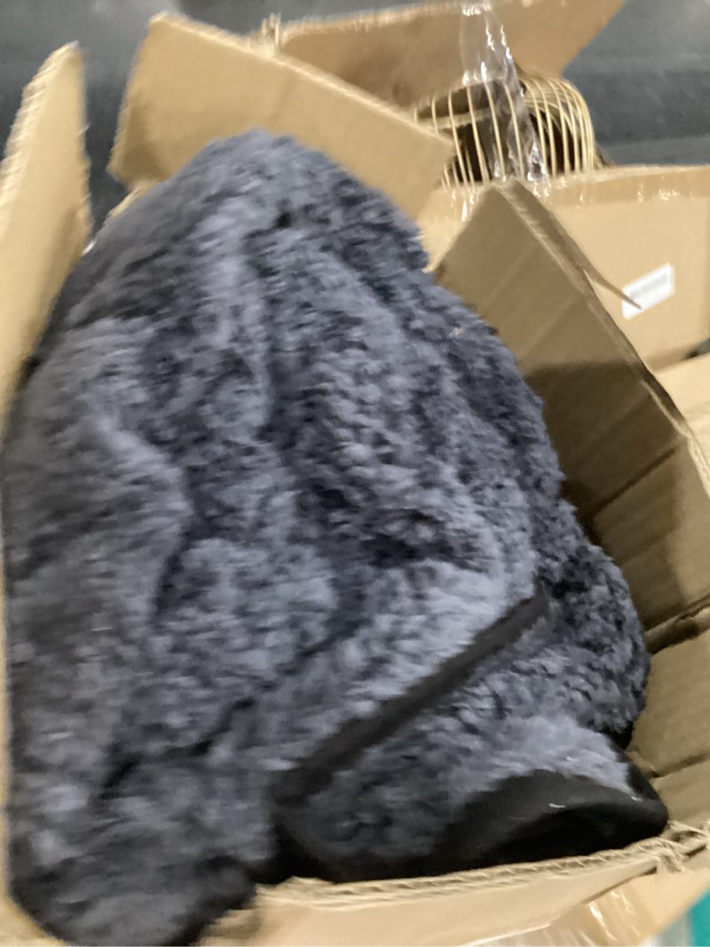 Condition photo showing Good Condition for Waterproof Blanket for Bed - King Sized (80"x90") Plush Water Proof Blanket to Protect Furniture, Stain Resistant, Leak-Proof, Double-Sided Flannel & Sherpa Fleece, Reversible Black & Grey Black & Grey Queen/King (80"x90")