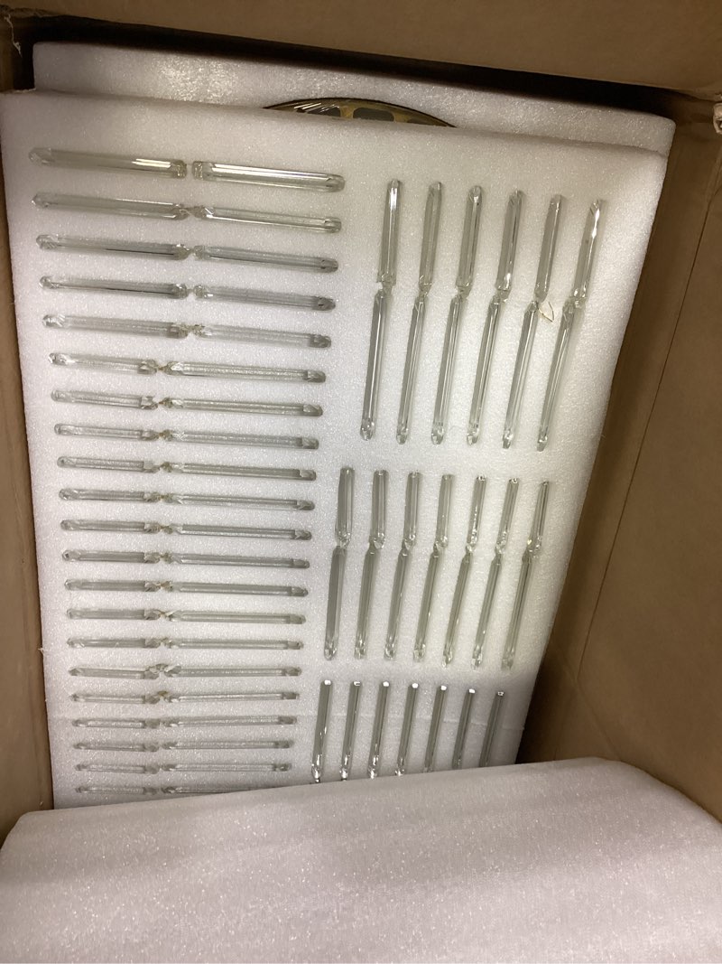 Condition photo showing Good Condition for Siljoy Modern Crystal Chandelier 16-Light Luxury Gold Rectangle K9 Crystal Raindrop Chandelier Dimmable Oval Crystal Ceiling Light for Dining Room Living Room Foyer Entryway L35.4'' Rectangle L35.4'' Gold (Only Clear Crystal)