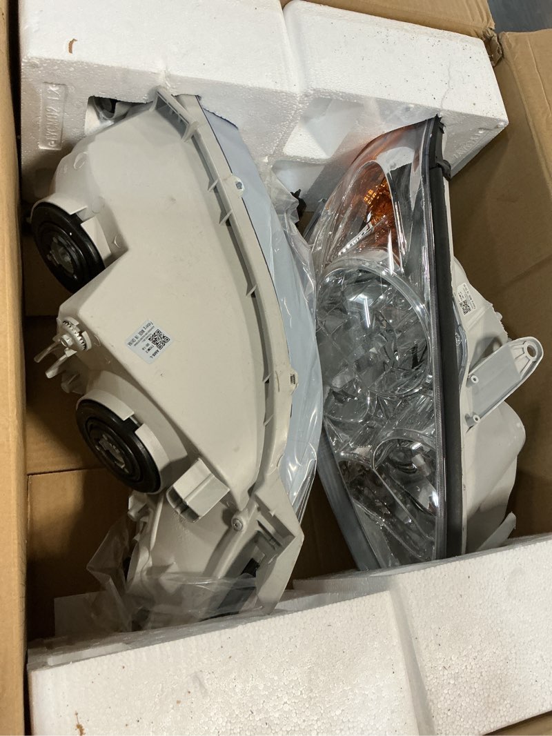 Condition photo showing Good Condition for headlights for 2002 2003 2004 toyota camry halogen headlamp replacement, high/low beam w/bulbs, driver & passenger side chrome | with h/l beam bulbs oe replacement