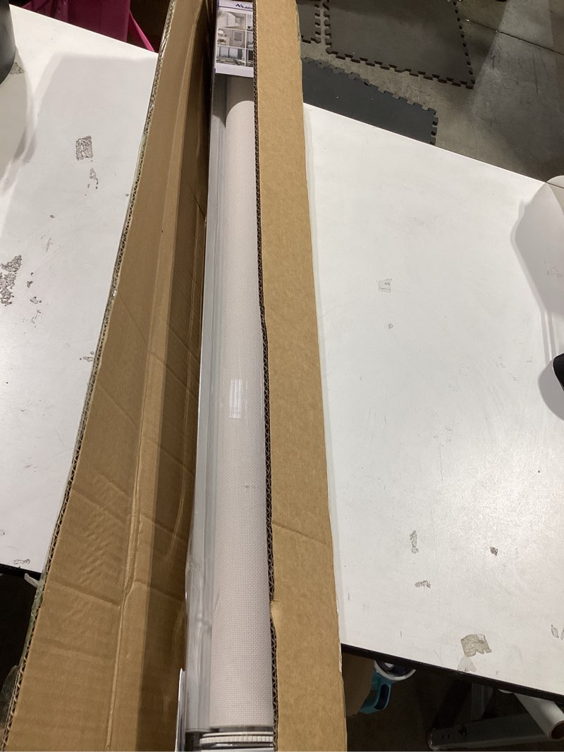 Condition photo showing Good Condition for allesin zen free-stop cordless cordless blinds for windows, 5% openness, uv protection, light filtering roller shades with view-through function for home, natural woven, white, 34" w x 72" h 34"w x 72"h white-light filtering