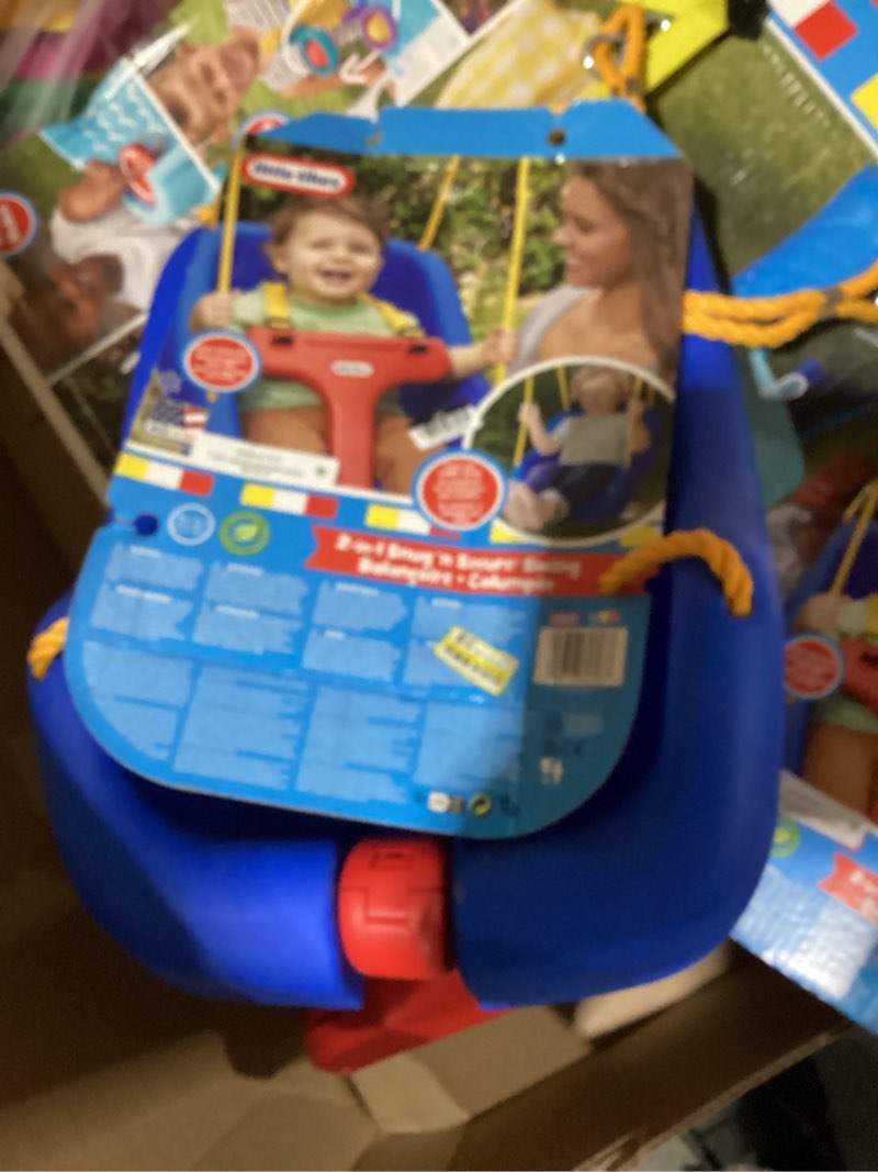 Condition photo showing As Is for little tikes 2-in-1 snug and secure swing, high back swing, blue