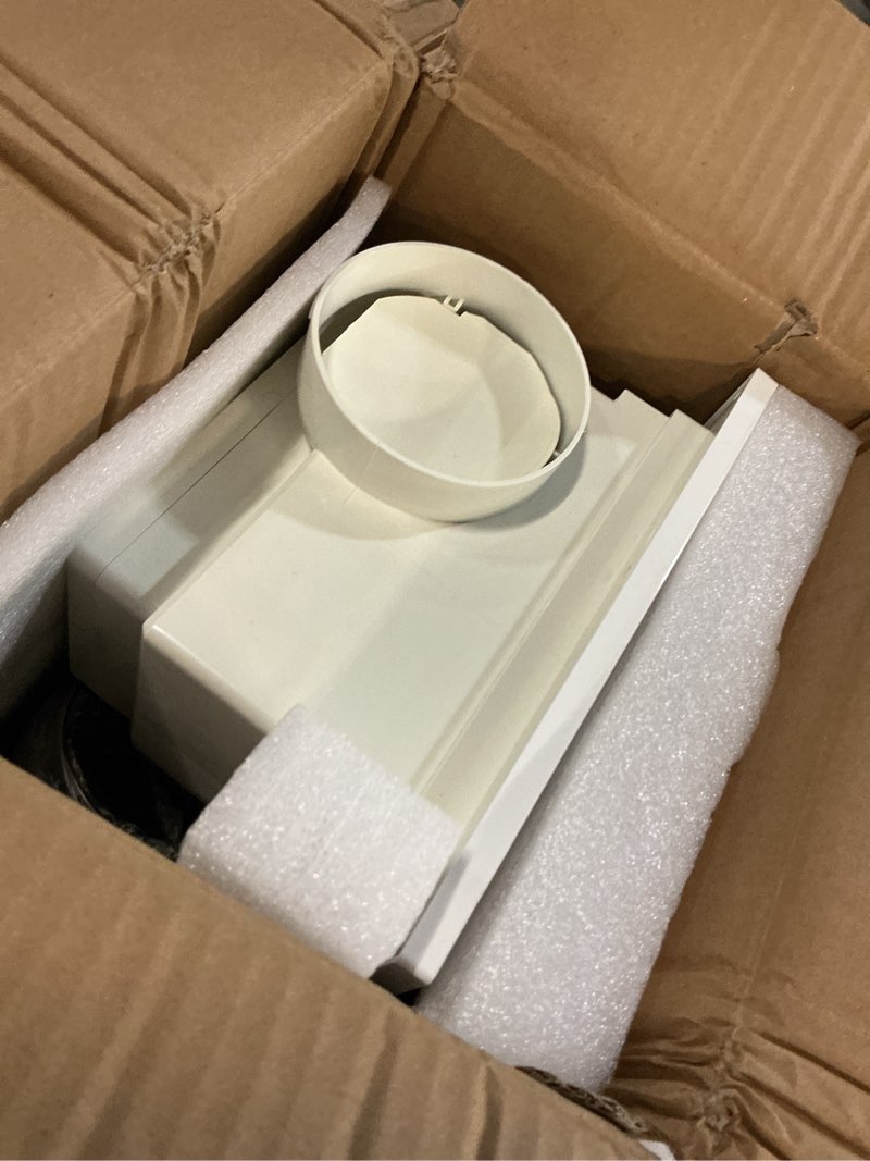 Condition photo showing As Is for 10" ultra quiet bathroom exhaust fan with 6500k led light, 1.0 sone 145 cfm, 8.3x8.3 mount, 1500 lm ceiling ventilation fan white