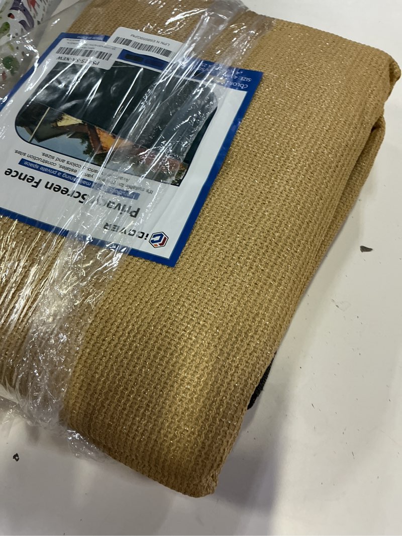 Condition photo showing New/Like New for i cover 4x25ft privacy screen fence, outdoor fencing panels, garden windscreen mesh shade sail net barrier, fence privacy screen reinforced bindings and brass grommets cable zip ties, sand 4x25ft sand
