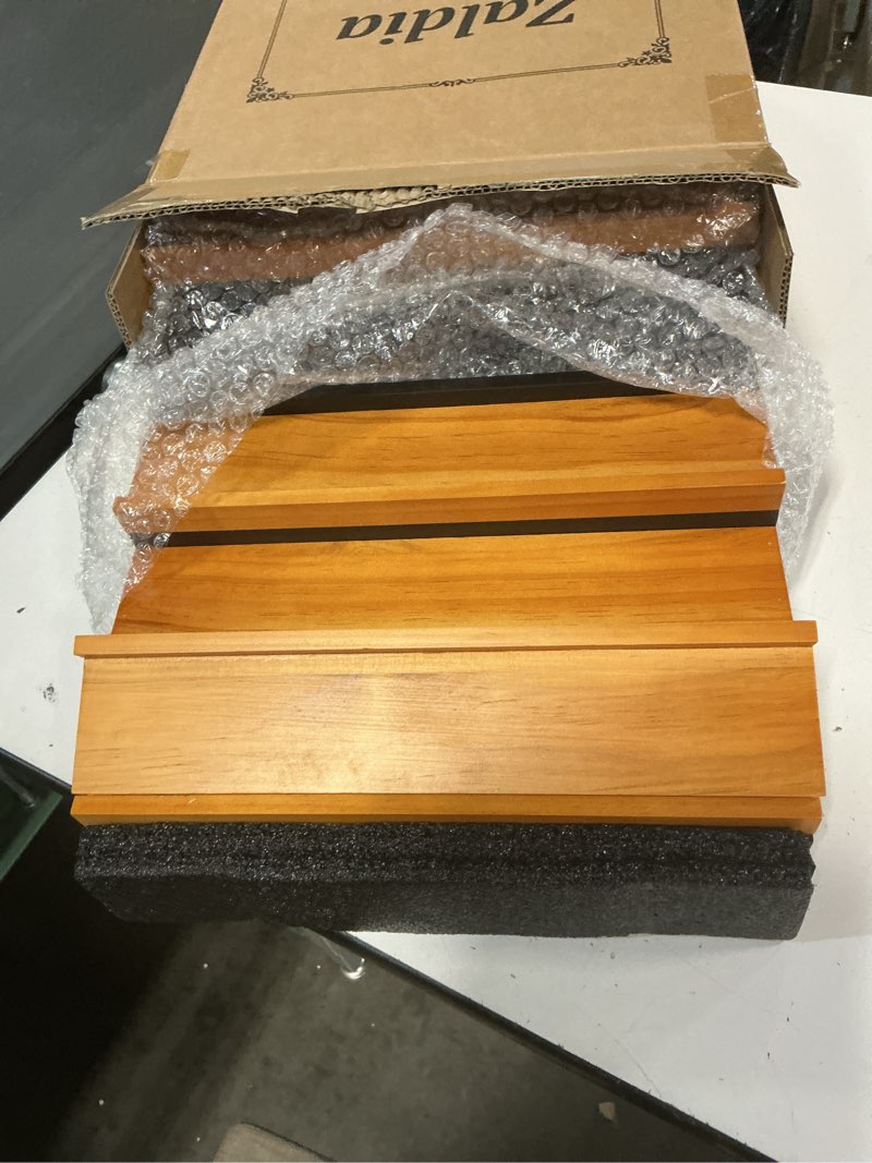Condition photo showing Good Condition for wooden cologne organizer for men 5 tier of perfume display holder of drawer & 2 hidden compartments larger storage space mens perfume organizer shelf stand,gift for man (5t-black walnut)