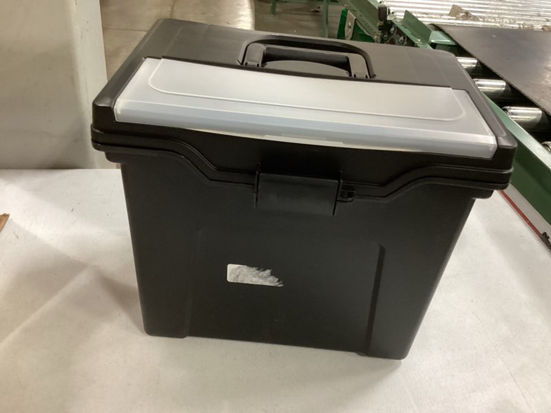 Condition photo showing Good Condition for iris usa file box with lid file organizer for letter file w/organizer-lid, plastic mobile filing organizer, water resistant document box, portable file box with handle, secure buckle, lockable, black black - single
