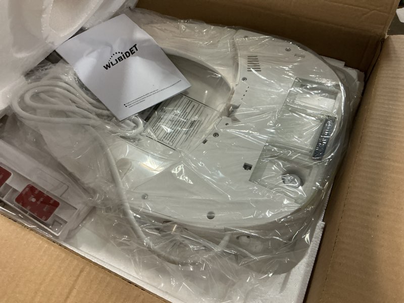 Condition photo showing Good Condition for bidet toilet seat with remote control, electronic heated bidet seat with adjustable warm water and pressure, warm air drying, display screen, night light, slow closed toilet lid, round