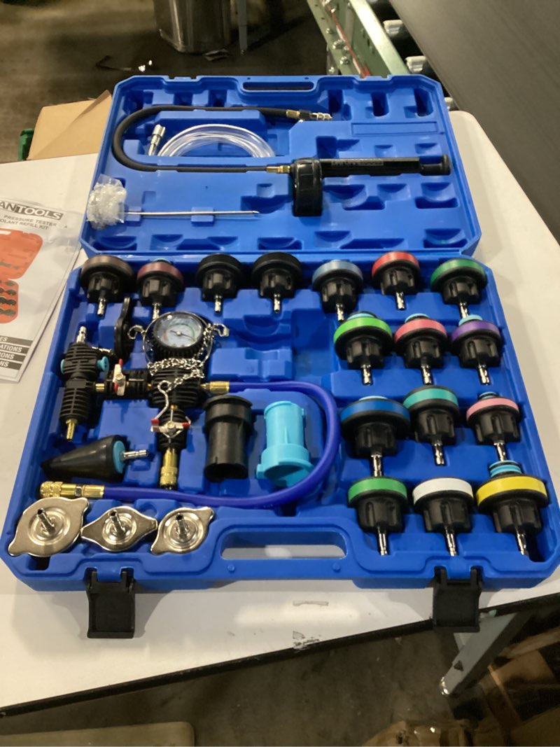 Condition photo showing Good Condition for DAYUAN 28pcs Universal Radiator Pressure Tester Kit, coolant Pressure Tester kit coolant Vacuum Refill kit for Cooling System Blue