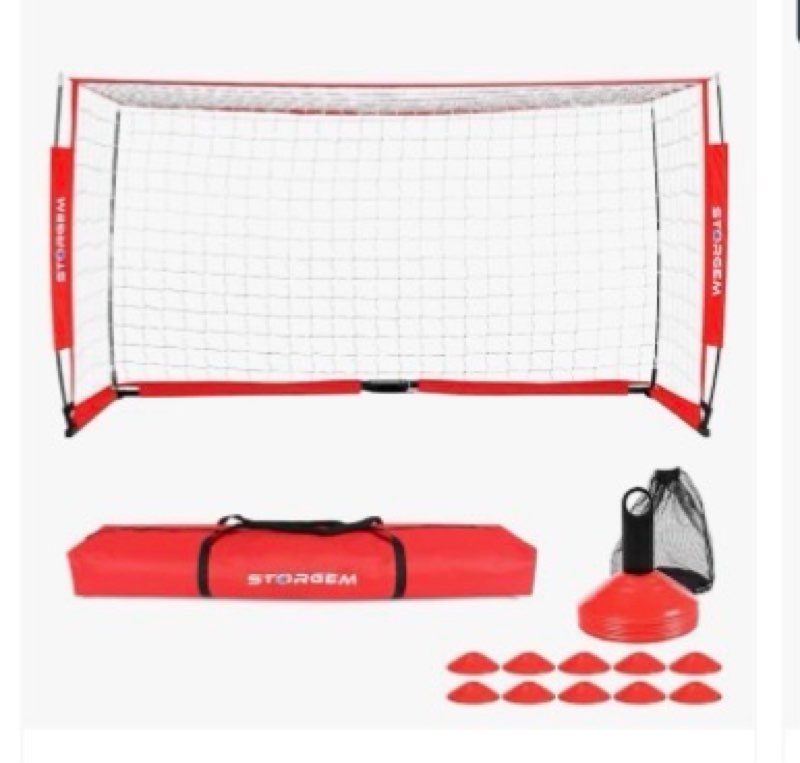 Storgem Soccer Goal,Soccer Net,Soccer Goals for Backyard,with Bow Frame,Collapsible Metal Base and 1