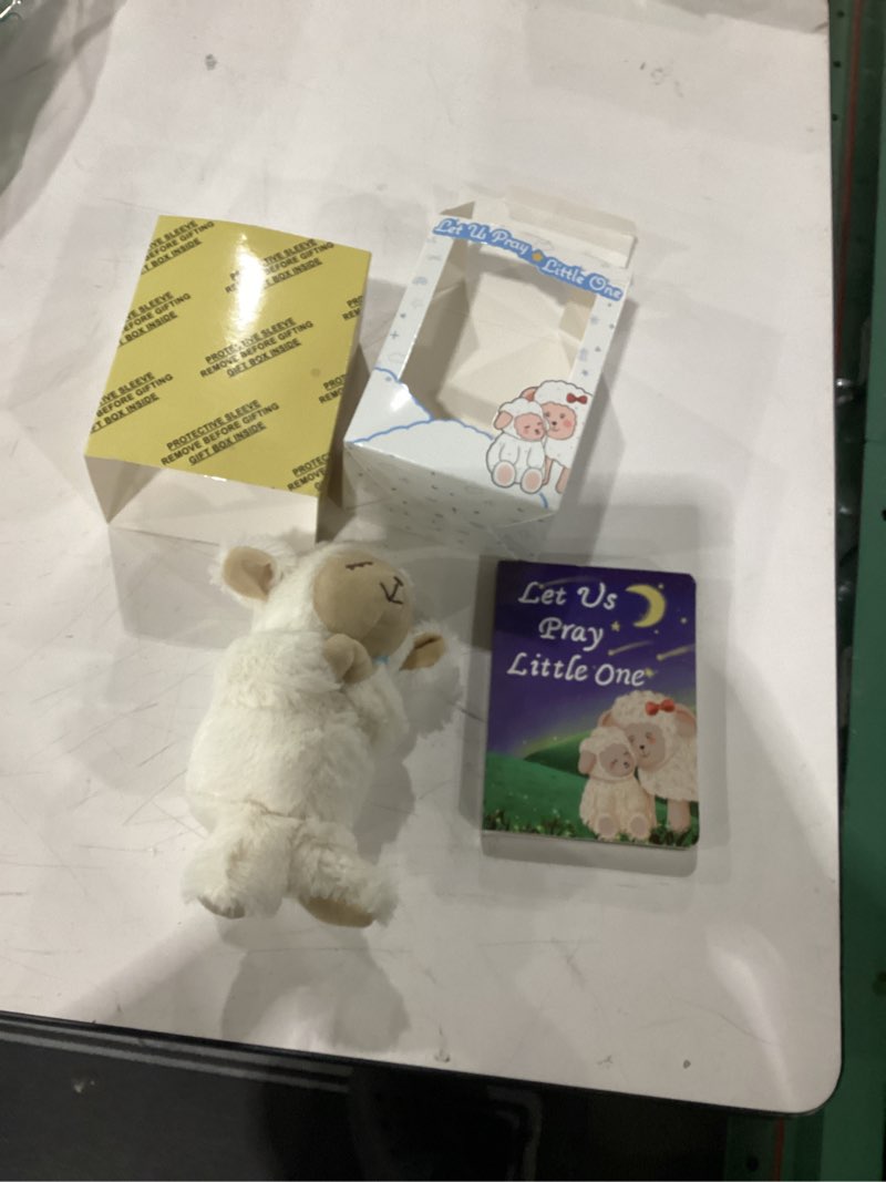 Condition photo showing New/Like New for Baptism Gifts for Boys, Great Christening, Dedication and Baptism Gift Set for Boys and Newborn Baby, Includes 7" Praying Lamb Plush Toy and Let Us Pray Baby Book in Keepsake Gift Box Blue-lamb