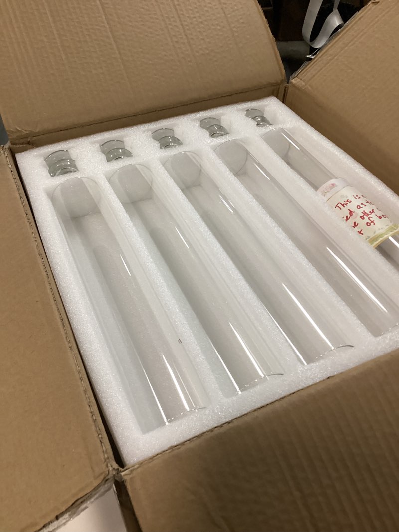 Condition photo showing Good Condition for 20 Pack Glass Hurricane Candle Holders 12.6" Open Ended Candlestick Holder Tubes Clear Bottomless Cylinders Suitable Taper LED Candles for Wedding Party Christmas Table Centerpiece Decor