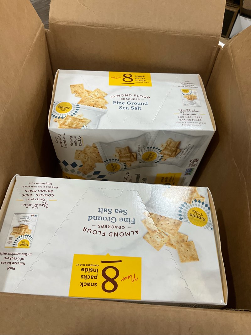 Condition photo showing As Is for Simple Mills Almond Flour Crackers Snack Packs, Fine Ground Sea Salt, Healthy Snacks for Kids, Cheese Crackers, Gluten Free, 8 Ct (Pack of 4) Fine Ground Sea Salt 6.5 Ounce (Pack of 4)