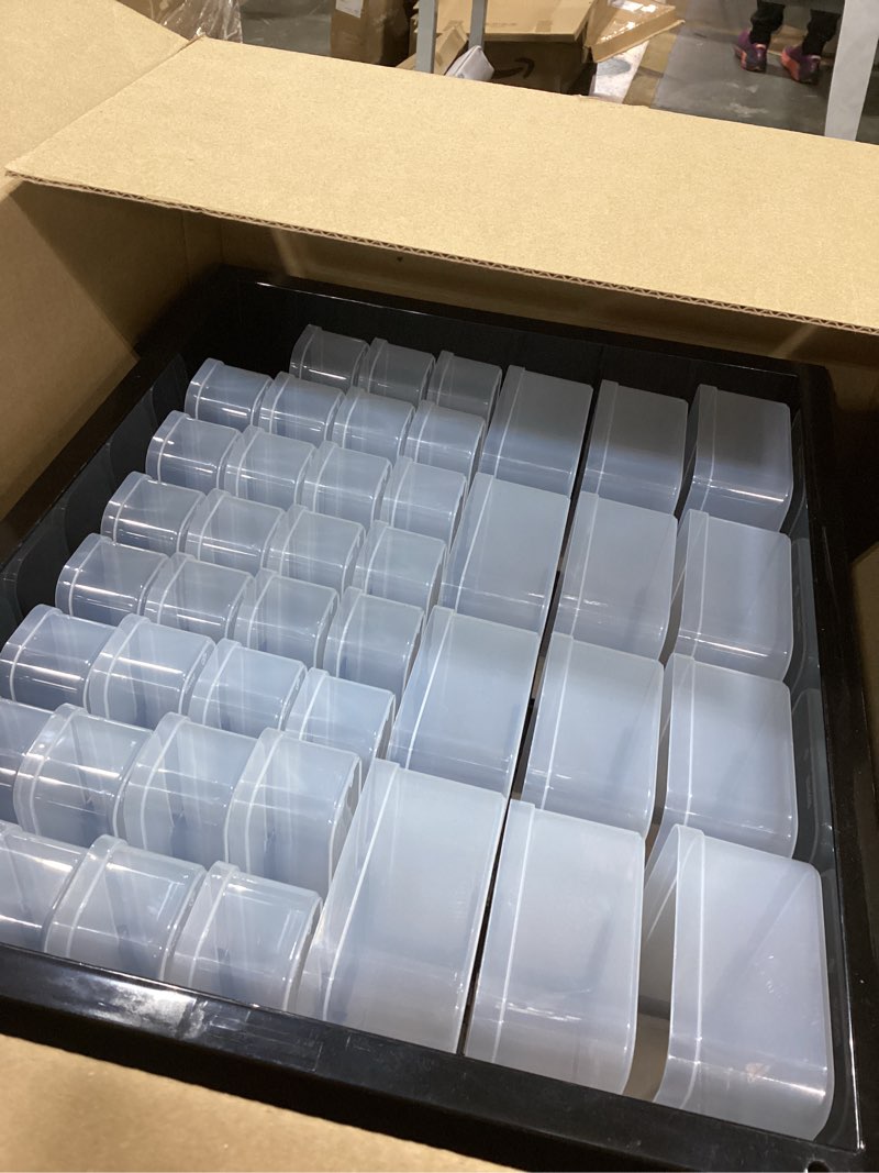 Condition photo showing Good Condition for IRIS USA Screw Tool Organizer Small Parts Cabinet, 44-Drawer, Electronics Hardware Nuts and Bolts Plastic Storage Drawers Garage Storage, Stackable Bead Craft Organizer Building Bricks Sorter, Black Black 44 Drawer