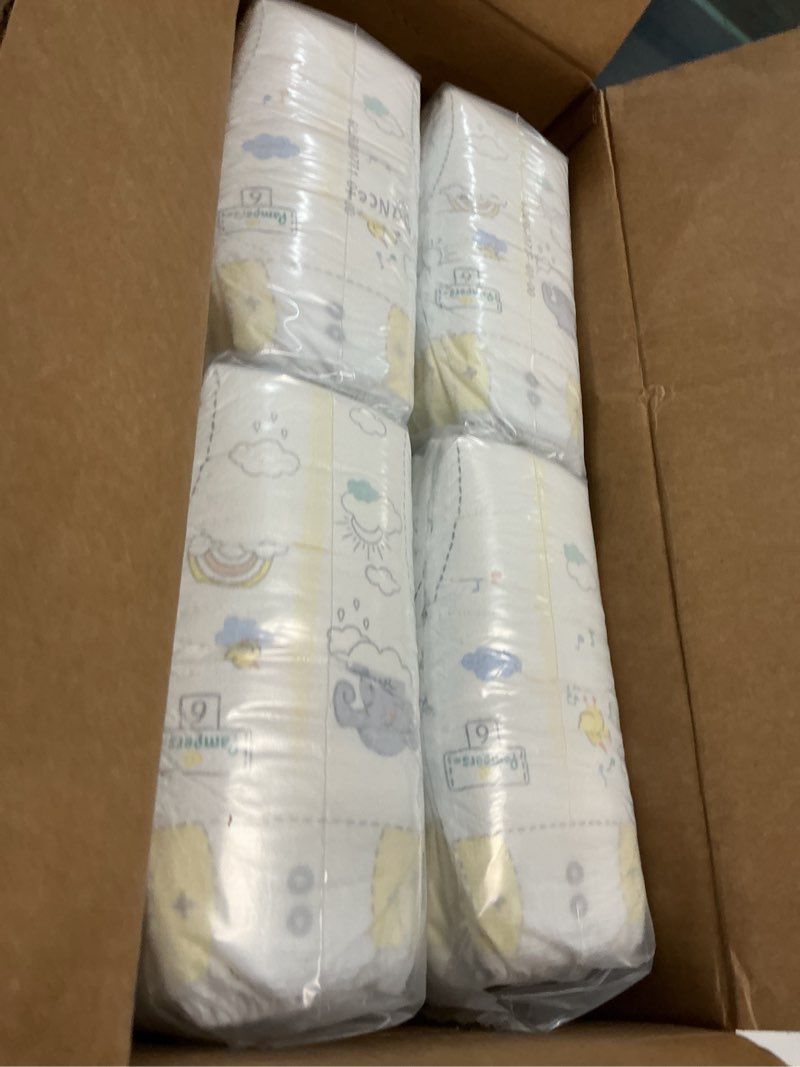 Condition photo showing New/Like New for pampers swaddlers diapers, size 6 (23-44 lbs), 108 count, absorbent, keeps baby dry and comfortable, skin safe disposable baby diaper (packaging may vary) size 6 108