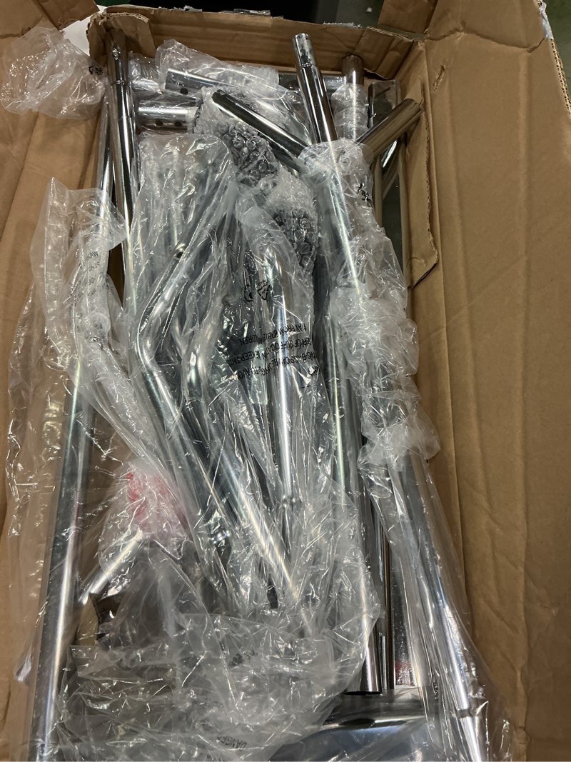 Condition photo showing Good Condition for EAGMAK Heavy Duty Clothes Rack Load 420 LBS, Rolling Garment Rack with Lockable Wheels, Standing Metal Clothing Rack with Shelves, Portable Wardrobe Sturdy Coat Rack for Hanging Clothes (Silver) 43.3?×18.9?×63? Silver