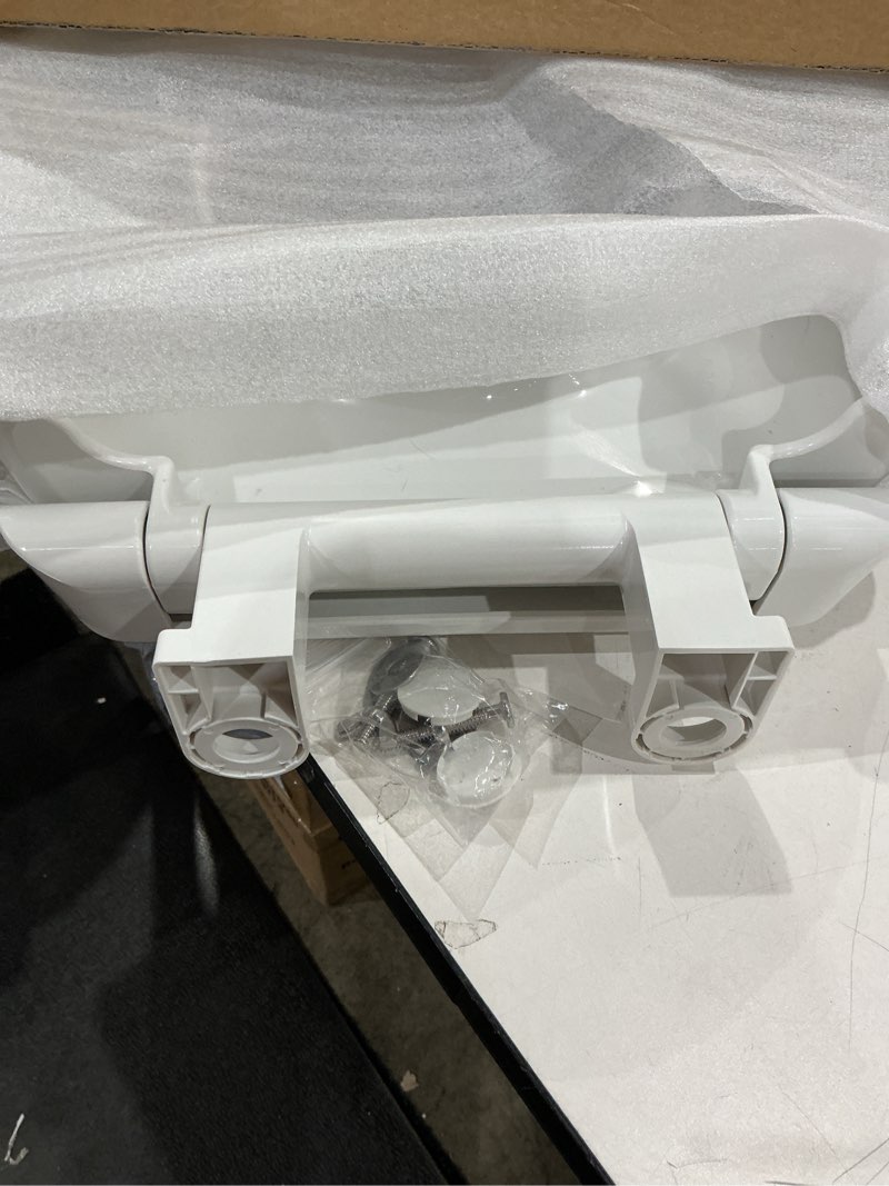 Condition photo showing Good Condition for elevated toilet seat 3 inch, elongated toilet seat risers for seniors, slow close, heavy duty, never loosen, raised toilet seat elongated bowl, white(18.5”)