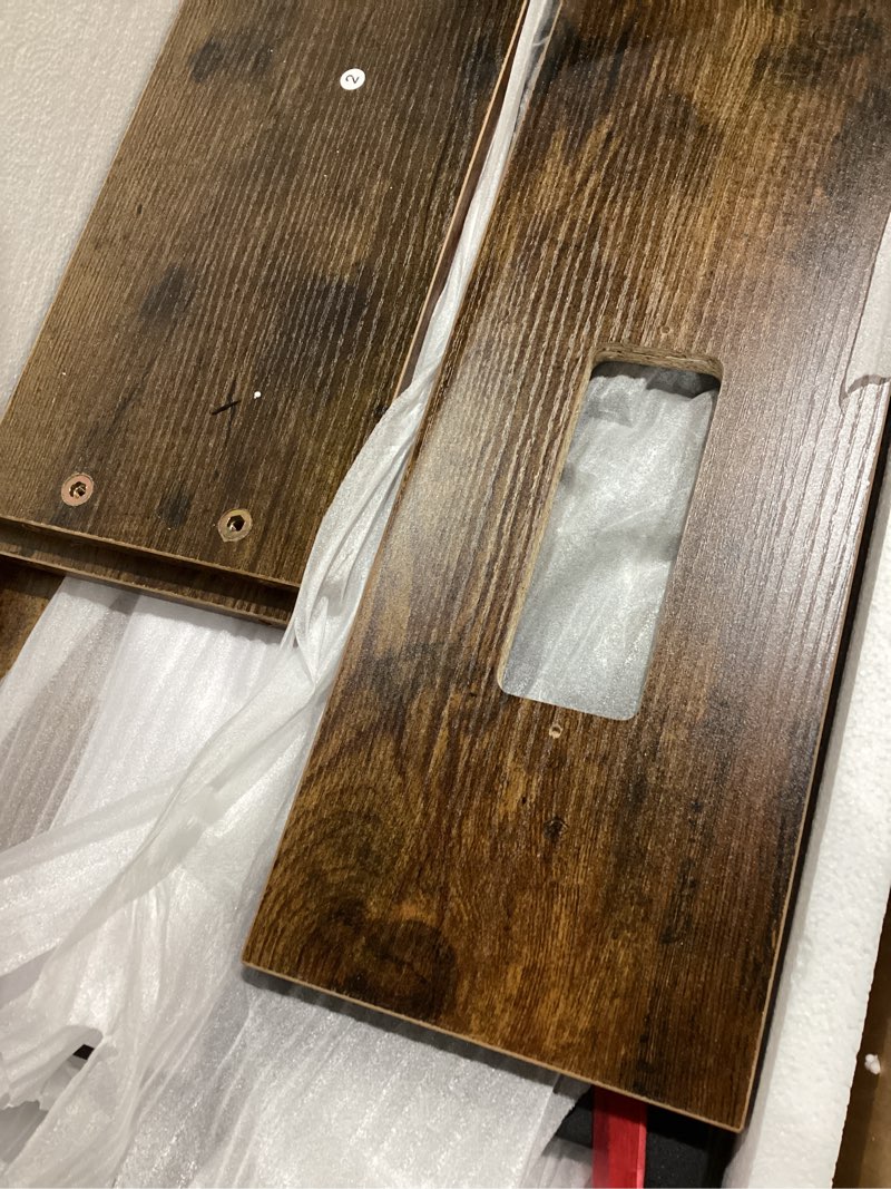 Condition photo showing As Is for huuger narrow sofa table with 2 power outlets, 86.6-110.2 inch adjustable length, behind the couch table with usb-c port, long entryway console table, anti-tip kit, for living room, rustic brown rustic brown 86.6“-110.2”w x 29.5h“