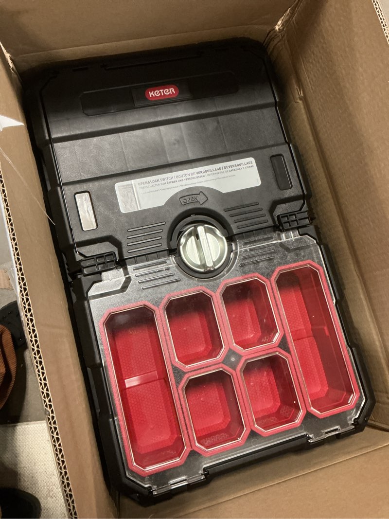 Condition photo showing Good Condition for keter master pro masterloader 17191709 tool trolley plastic black/red