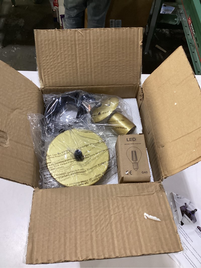 Condition photo showing New/Like New for Glass Pendant Light,Mid Century Modern Light Fixture,Hanging Lights for Kitchen Island,Bathroom, Bedroom,Hallway Foyer (Bright Gold, 8 in) Bright gold 8 in