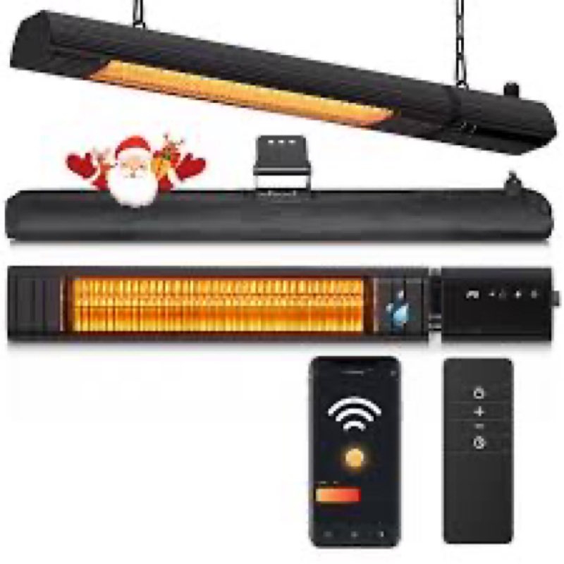 Ceiling Electric Outdoor Heater Wifi Control Wall-Mounted Hanging Patio 1500W Infrared 9 Heat Levels
