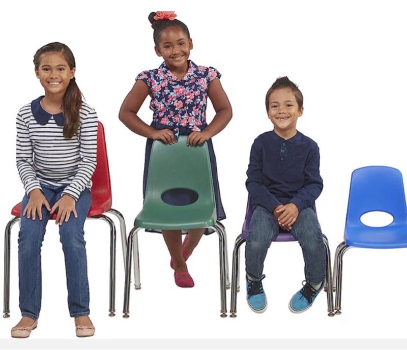 FDP 16\" School Stack Chair, Stacking Student Seat with Chromed Steel Legs and Ball Glides; for Class Green (1 Piece) 