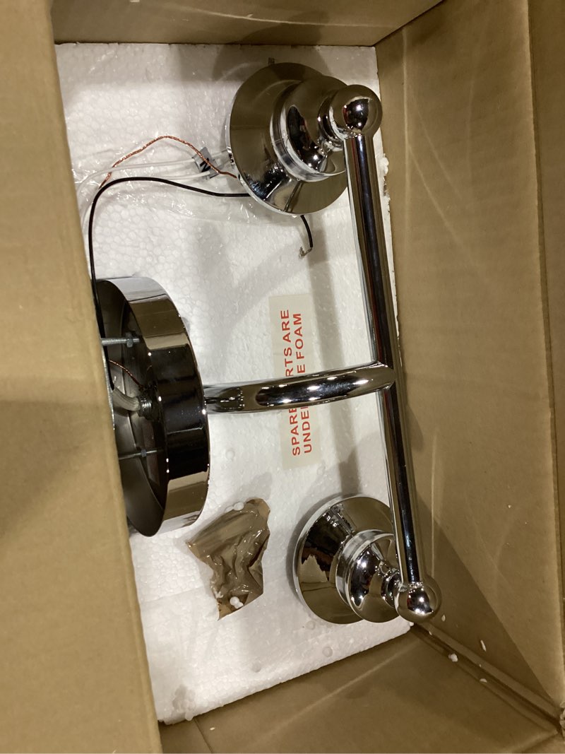 Condition photo showing New/Like New for jonathan y 14" chrome modern farmhouse led vanity light wall sconce fixture, frosted white glass shade, dimmable wall lamp for bathroom mirror kitchen sink, ul listed (jyl7550a) chrome 2 bulb