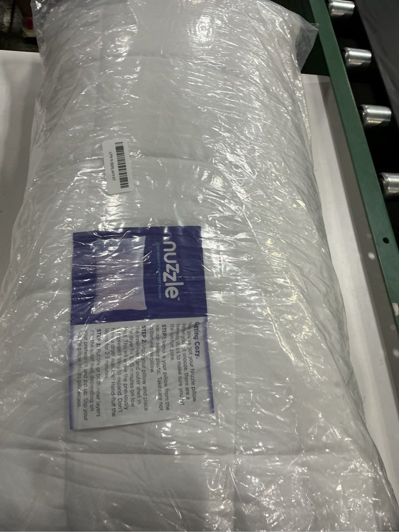 Condition photo showing As Is for nuzzle adjustable pillow for side sleepers, luxury king size bed pillow hotel collection - best adjust height soft firm pillow for back, stomach or side sleepers king size (set of 1) white