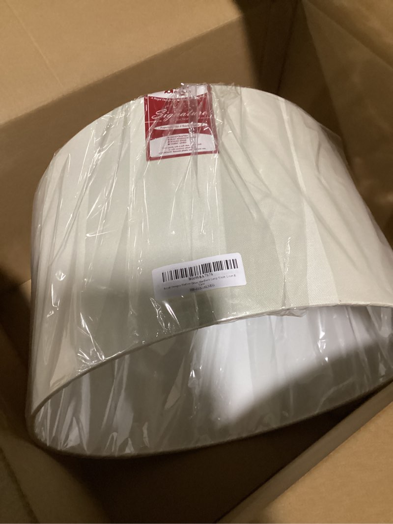 Condition photo showing New/Like New for Royal Designs Shallow Drum Hardback Lamp Shade, Linen Eggshell, 15 x 16 x 10 15 x 16 x 10 Linen Eggshell