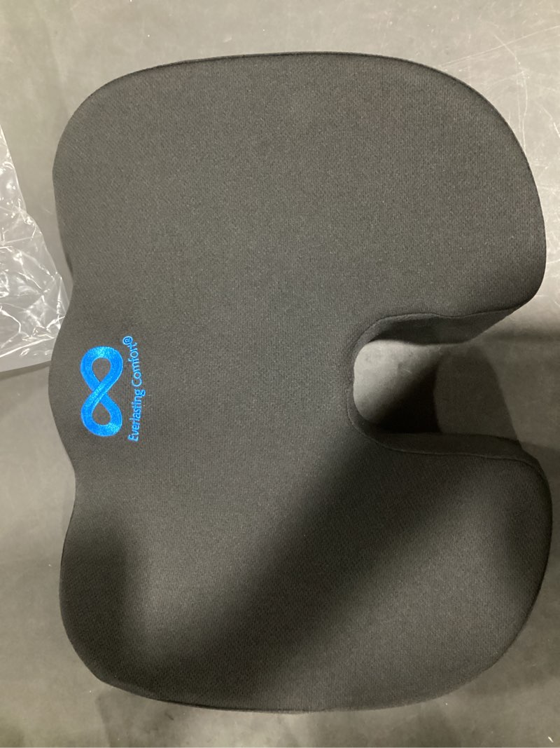 Condition photo showing Good Condition for Everlasting Comfort Doctor Recommended Memory Foam Seat Cushion for Office Chairs & Car - Ergonomic Office Desk Accessories - Cushions for Tailbone Pain Relief, Sciatica (Black, Large) 01. Black Large