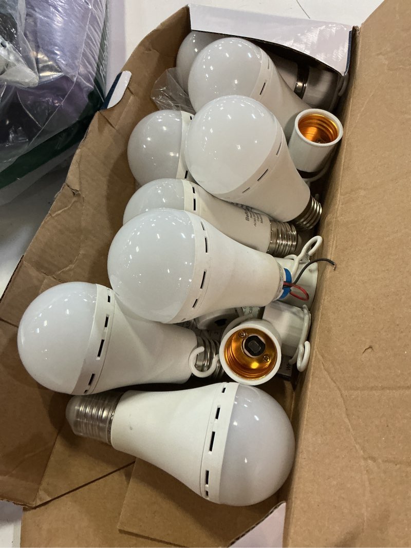 Condition photo showing As Is for borccdit keeplit 8 pack emergency rechargeable light bulbs, 48h long lasting & 3 brightness power outage lights,12w 5000k battery backup emergency light bulbs for home power failure hurricane