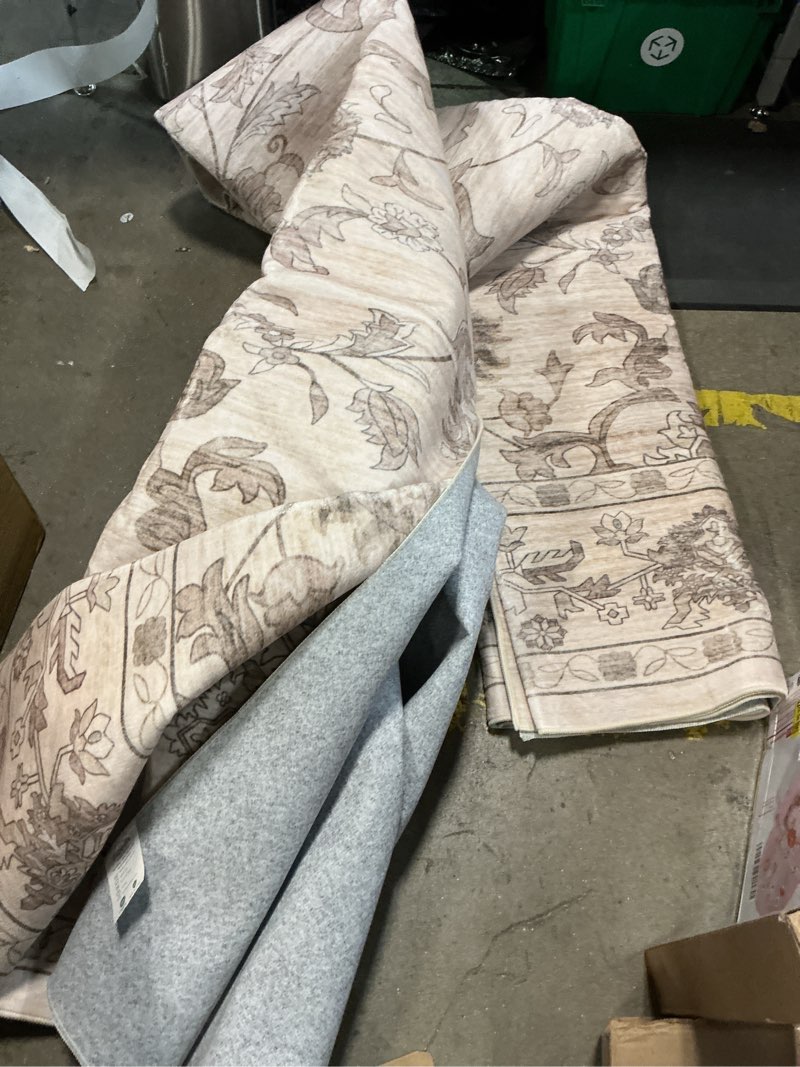 Condition photo showing As Is for 8x10 area rugs for living room: washable rug soft vintage boho carpet indoor floor non-slip stain resistant floral large carpets for bedroom dining room farmhouse nursery home office beige