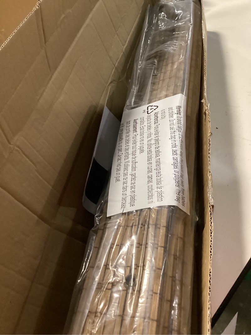 Condition photo showing New/Like New for lazblinds cordless bamboo roman shades, 36x64, highfield teak | privacy blinds for interior windows, room darkening roll up bamboo blinds for home & patio