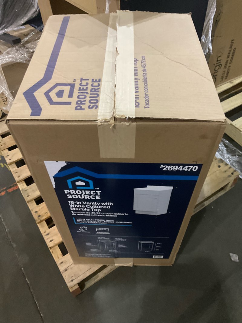 project source dover 18-in light gray single sink bathroom vanity with white cultured