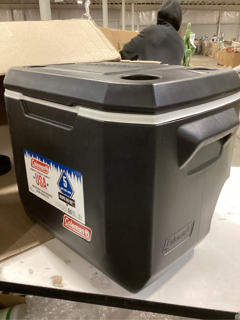 Condition photo showing Good Condition for Coleman Xtreme 50qt Rolling Cooler with Wheels, Extra-Walled Insulation Keeps Ice up to 5 Days, Portable Wheeled Hard Chiller Black Cooler