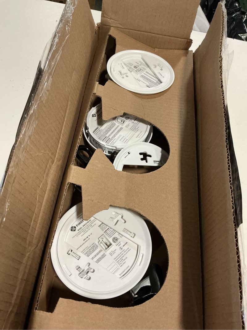 Condition photo showing As Is for First Alert SMICO105-AC, Interconnect Hardwire Combination Smoke & Carbon Monoxide Alarm with 10-Year Battery Backup, 3-Pack