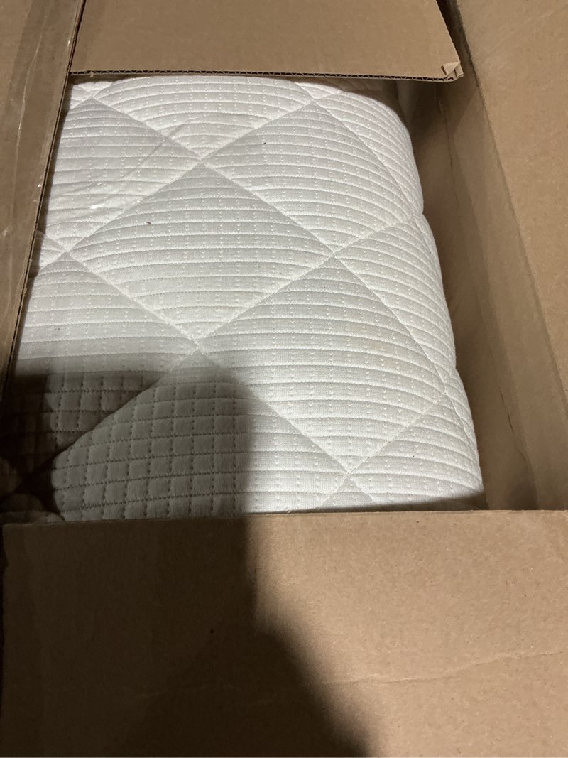 Condition photo showing Good Condition for premium crib & toddler mattress,100% knitted fabric, premium fleece surface-hypoallergenic, 5" thick firm soft crib mattress, non-toxic - fits standard cribs & toddler beds simple 52" x 27.6" x 5"